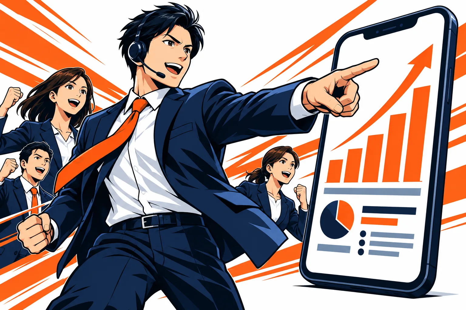 資料を指さして提案する営業担当